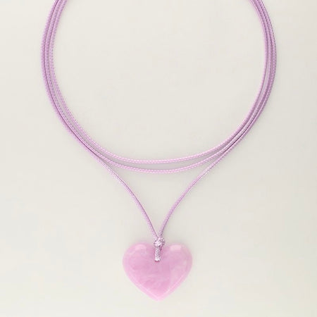 Collier Océan en corde avec coeur lilas - MyJewellery
