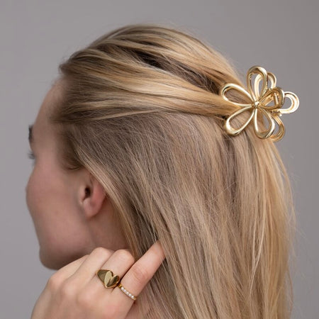 Pince à cheveux en forme de fleur dorée - My Jewellery