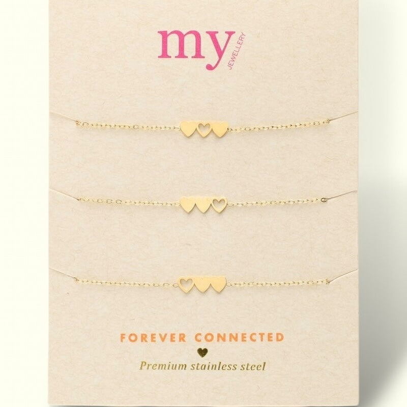 Set de 3 bracelets à 3 coeurs