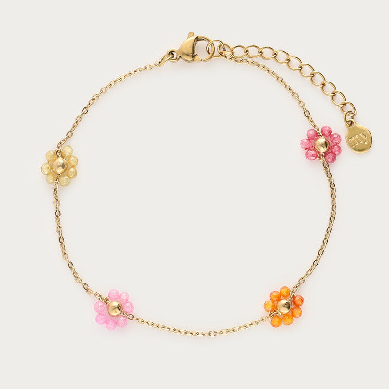 Bracelet minimaliste avec perles florales multicolores