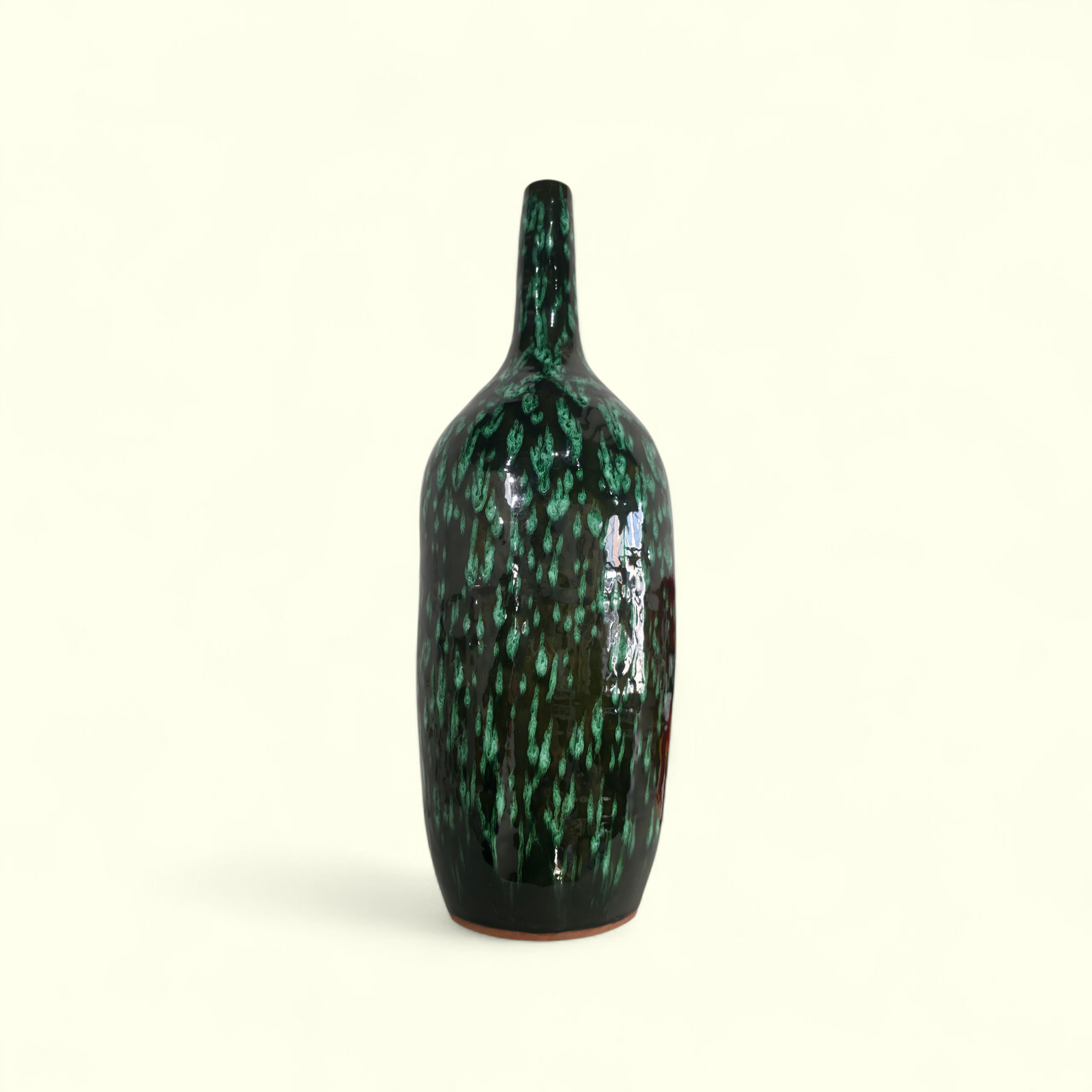 Vase bouteille émail vert XL