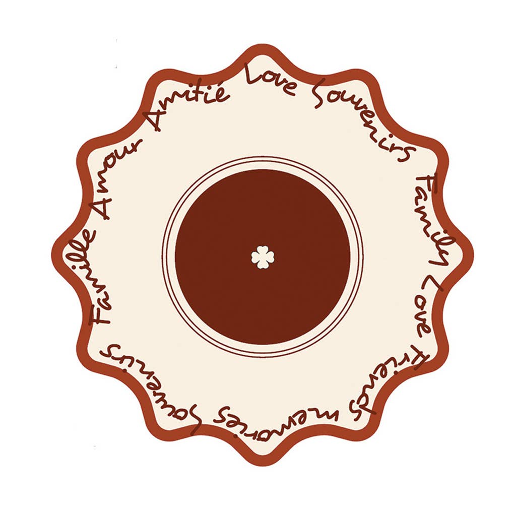 Set de table rond rigide motif écriture, dessous en liège, 35 cm – Set de table Écriture