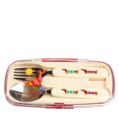 Set de couverts pour enfants - Chien Saucisse Ensoleillé