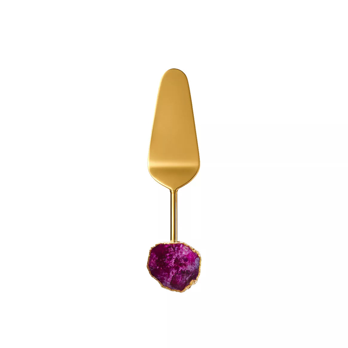 Pelle à tarte dorée pierre agate rose