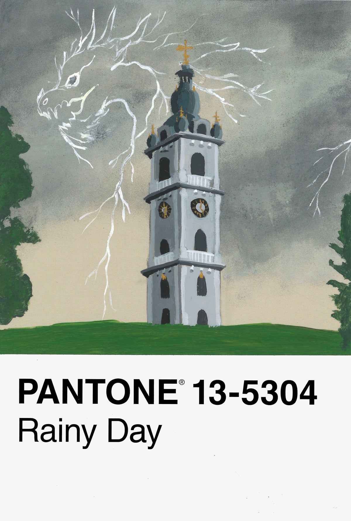 Carte Pantone petit Doudou - L'orage sur le beffroi