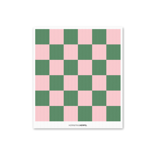 Chiffon éponge à carreaux rose-vert