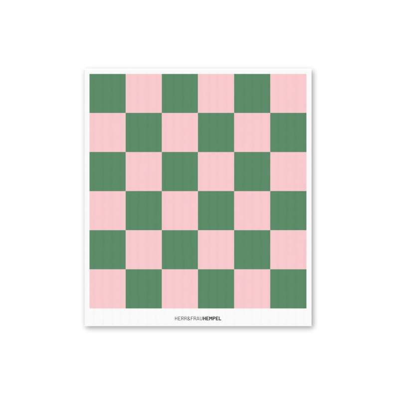 Chiffon éponge à carreaux rose-vert