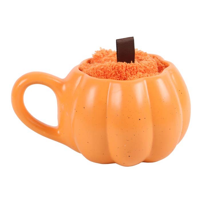 Pumpkin Shaped Mug and Autumn Socks Set