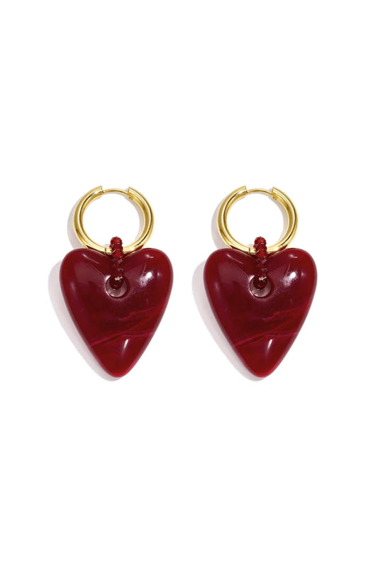Boucles d'oreilles coeur en résine