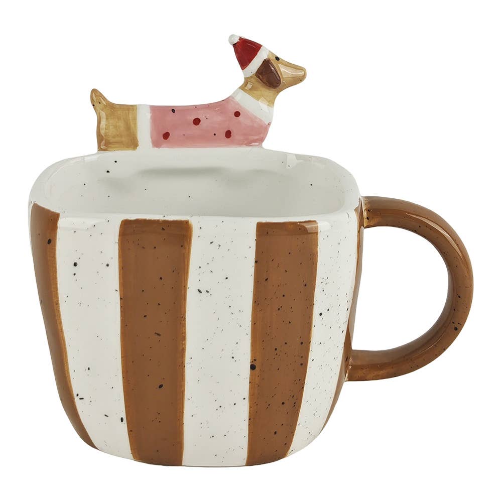 Tasse 400 ml Céramique blanche teckel Noël