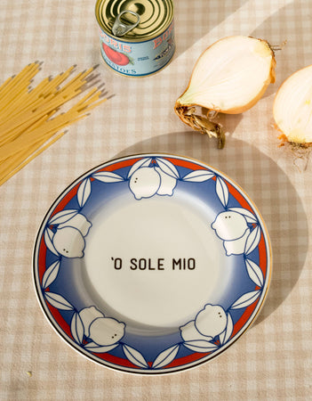 'O SOLE MIO BIG - Assiette en porcelaine avec inscription