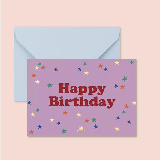 Carte "Anniversaire" : Happy birthday petits étoiles (avec enveloppe)