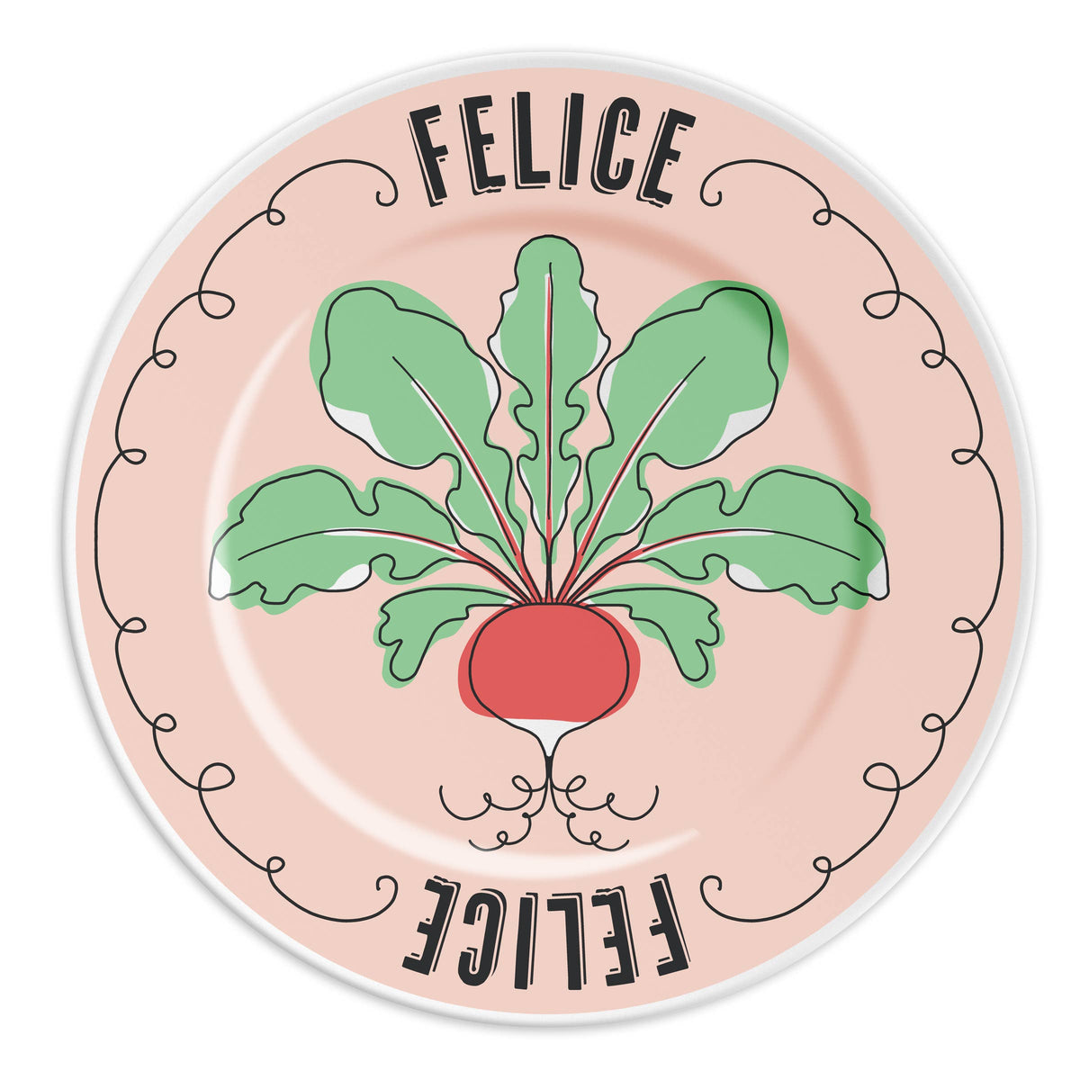 Assiette à dessert en porcelaine, motif légumes, 16 cm – FELICE - Assiette en porcelaine avec inscription, photo 2