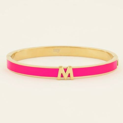 Bracelet jonc rose à initiale