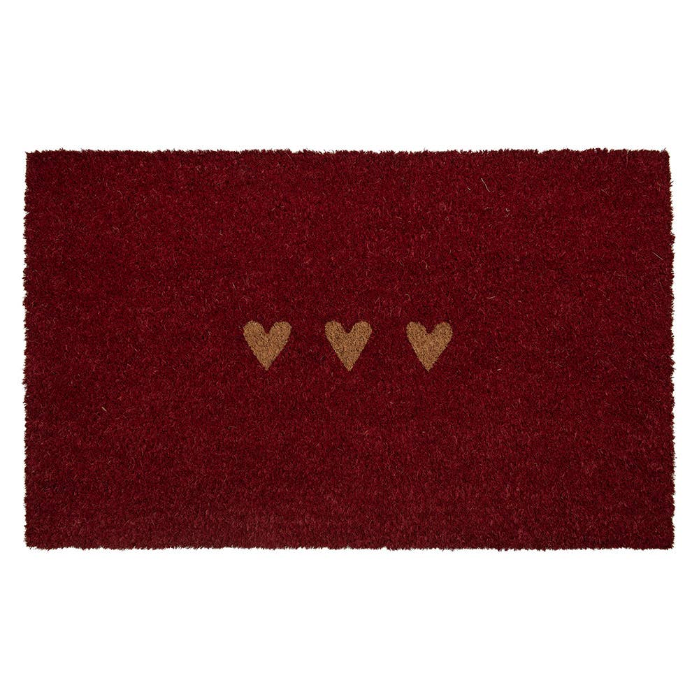 Paillasson 75 x 45 x 1 cm Rouge, cœur en fibre de coco