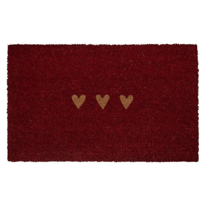 Paillasson 75 x 45 x 1 cm Rouge, cœur en fibre de coco