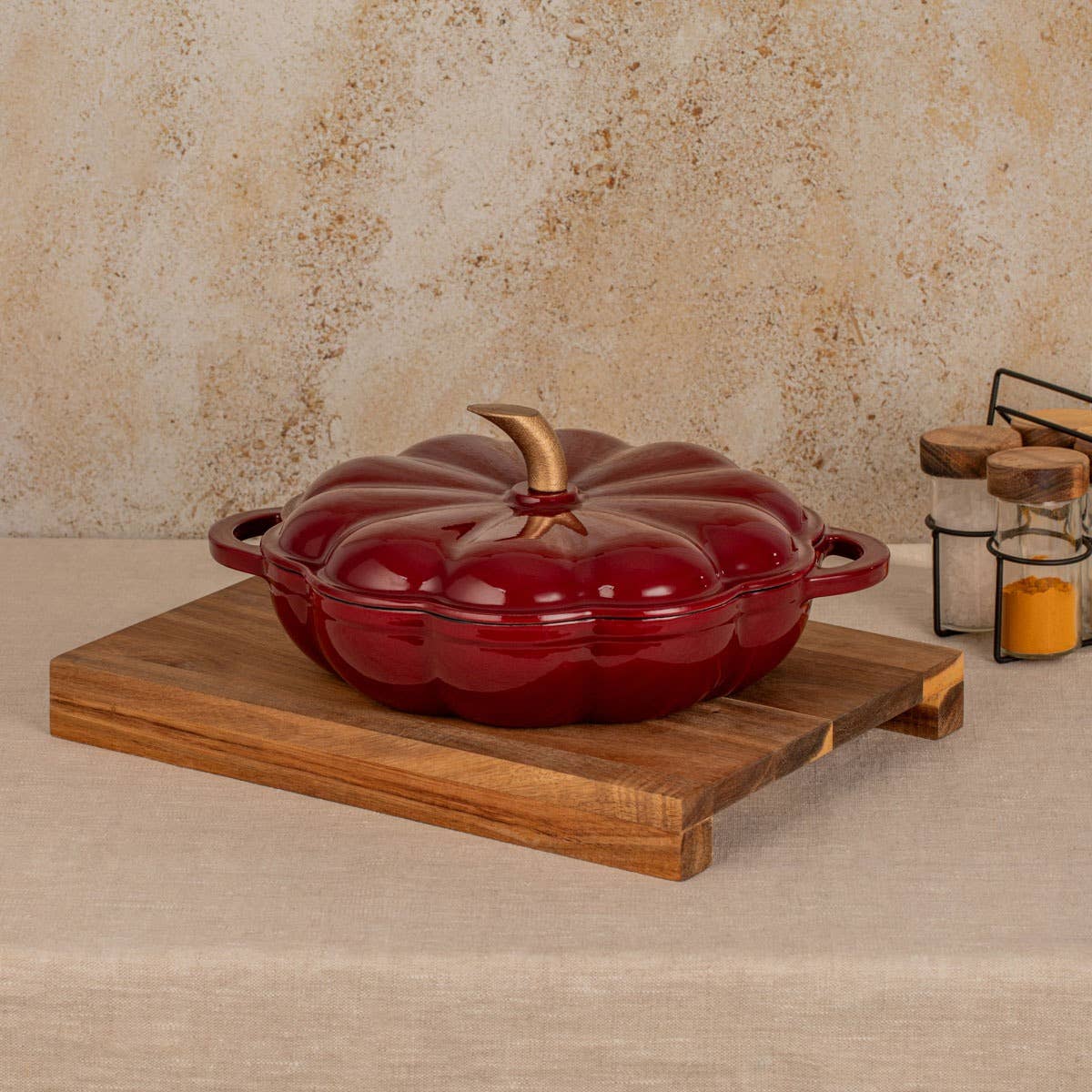 PRECOMMANDE - Cocotte citrouille en fonte bordeaux 1,5 L