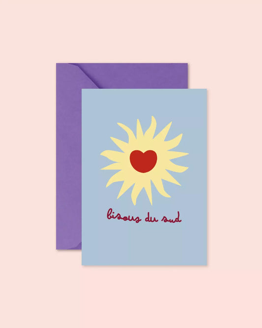 Carte vacances - Bisou du sud (avec enveloppe)