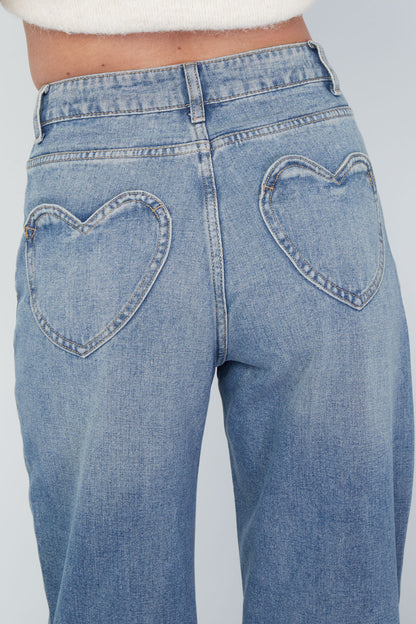 Pantalon demin avec coeurs