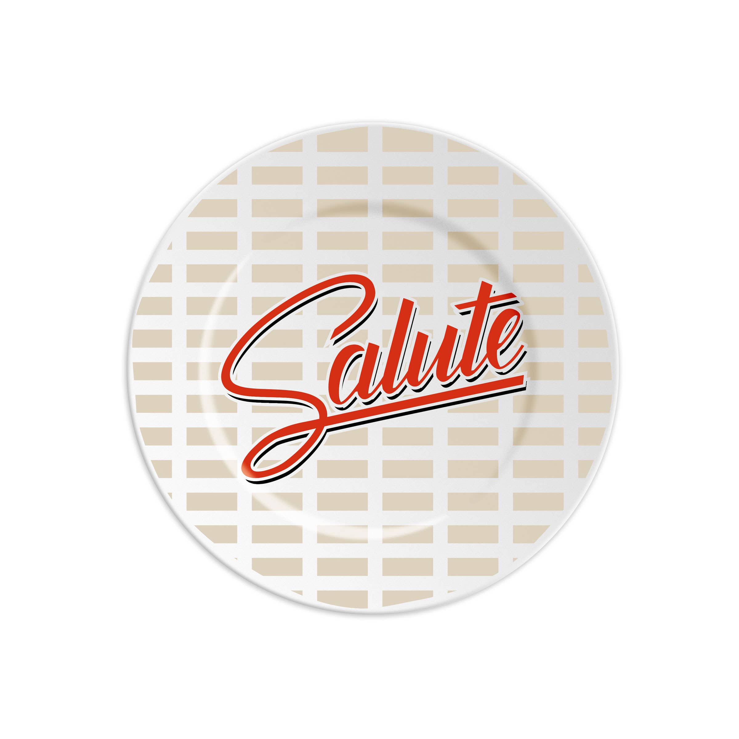 SALUTE - Assiette en porcelaine avec écriture