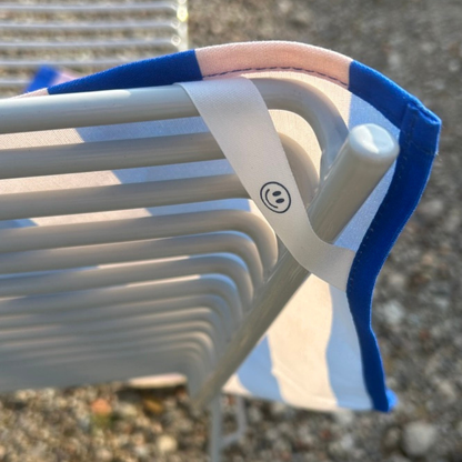 Torchon à rayures bleu-rose