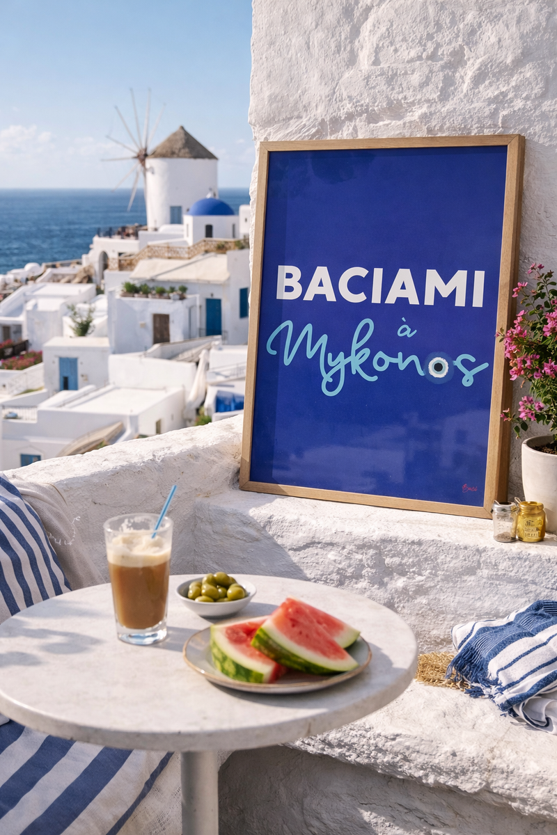 Affiche « Baciami à Mykonos » BACI ARTE
