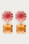 Boucles d'oreilles avec pierres roses et orange