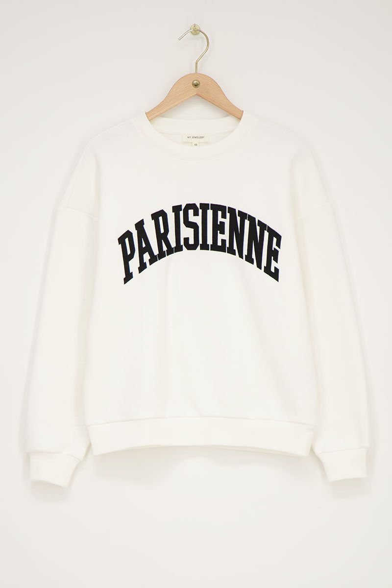 Sweat blanc "Parisienne"