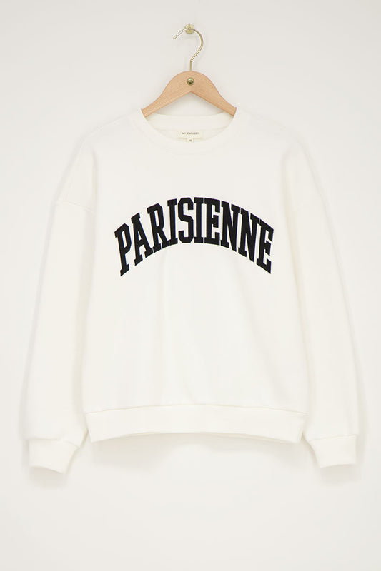 Sweat blanc "Parisienne"