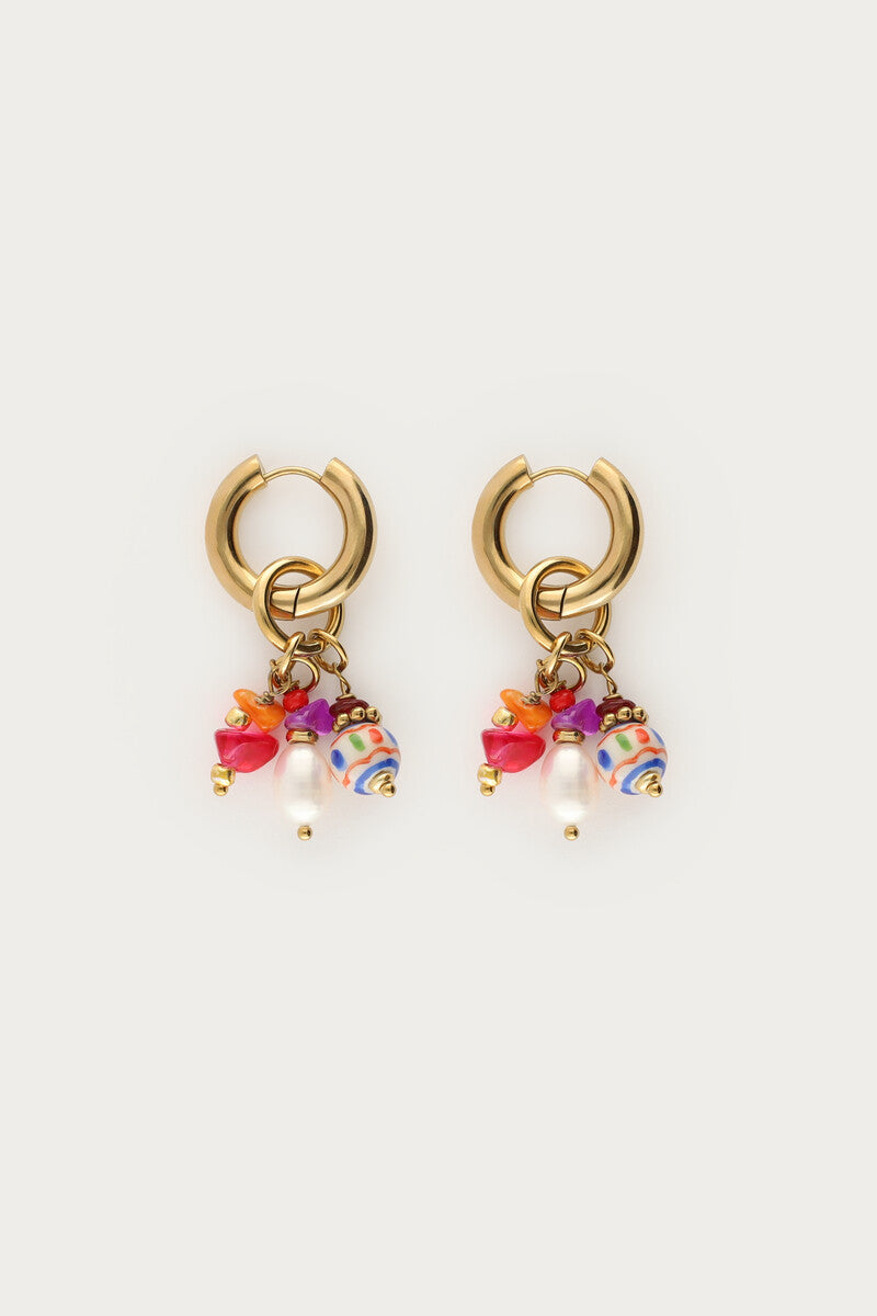 Boucles d'oreilles Mer avec perles fantaisie multicolores