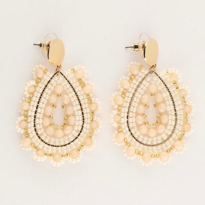Boucles d'oreilles ovales en beige avec perles - MyJewellery