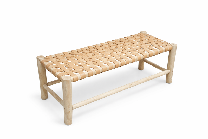 Light leather bench CLARA