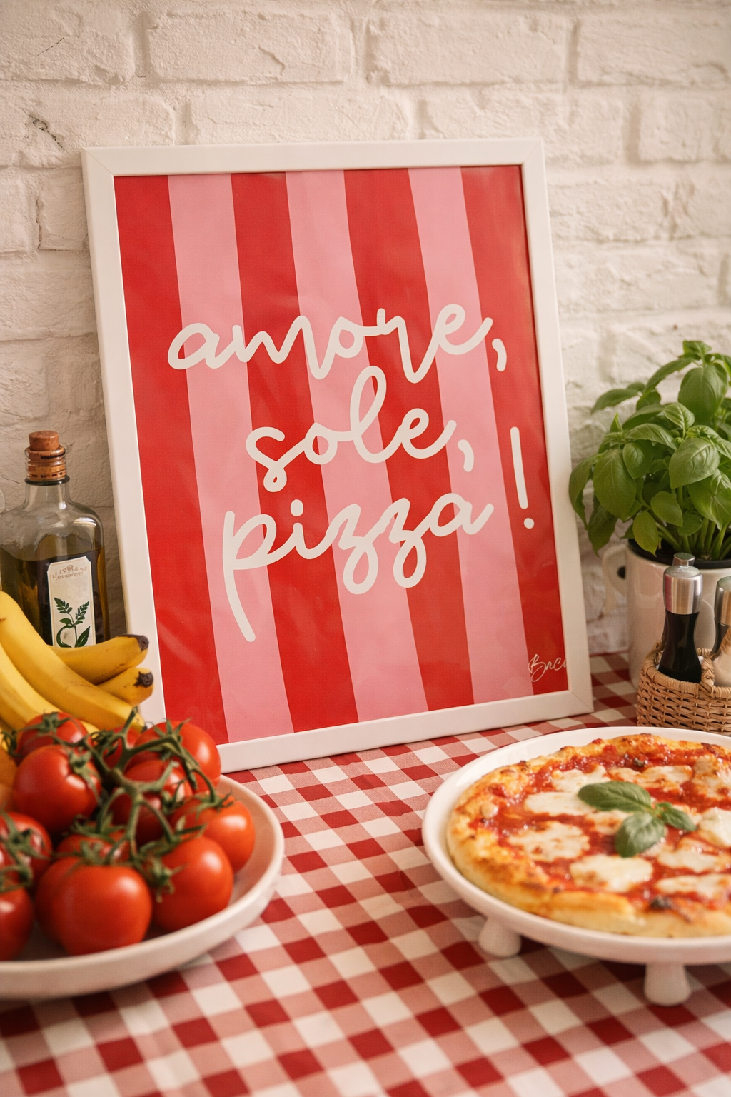 Affiche "AMORE SOLE PIZZA" - BACI ARTE