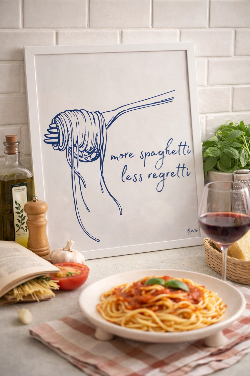 Affiche "More spaghetti less regretti" - BACI ARTE