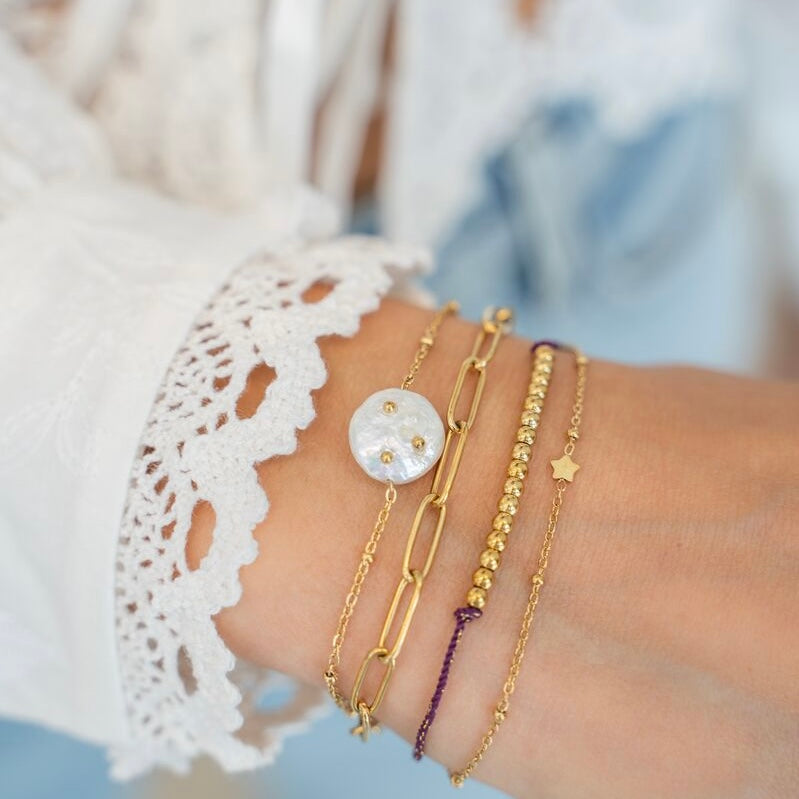 Bracelet double avec maillon et perle