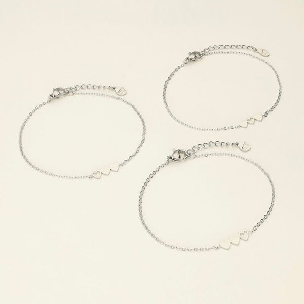 Set de 3 bracelets à 3 coeurs - MyJewellery