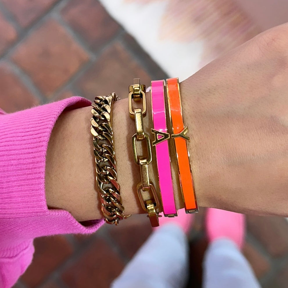 Oranje armband met initialen - My Jewellery
