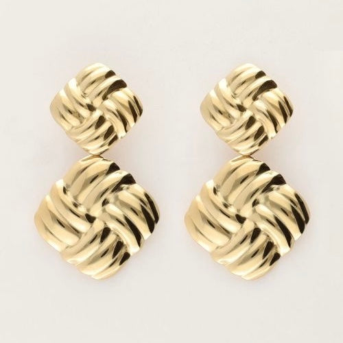 Boucles d'oreilles vintage carré tressé