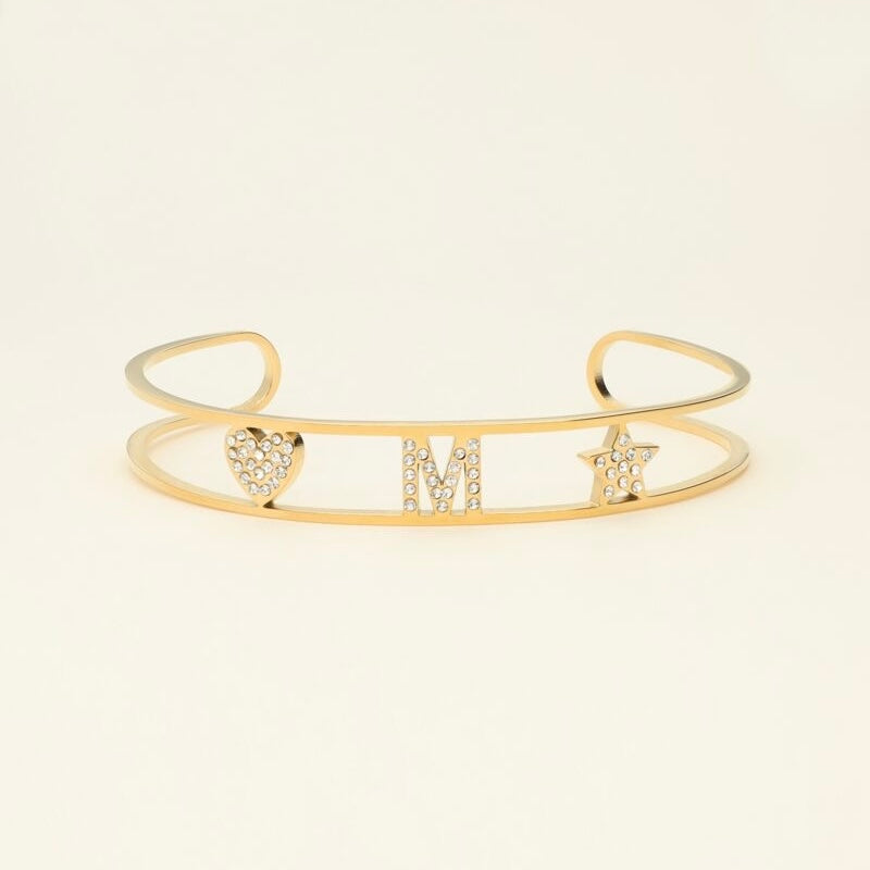 Bracelet jonc ouvert à initiale