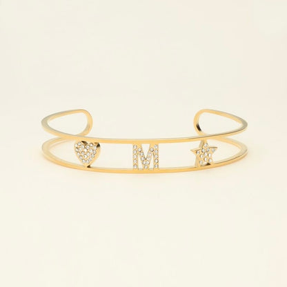 Bracelet jonc ouvert à initiale