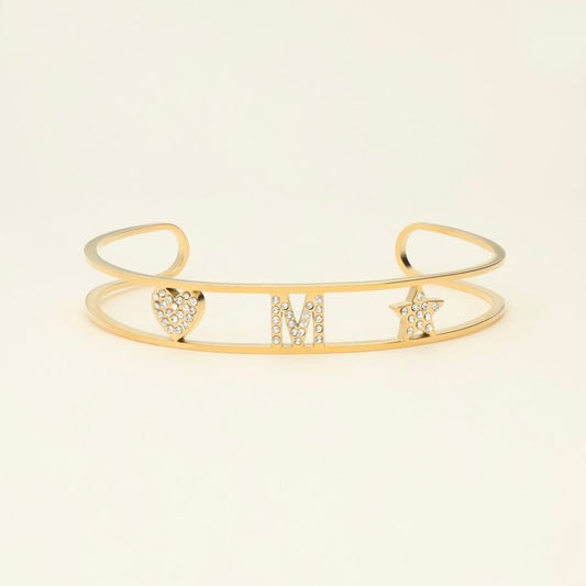 Bracelet jonc ouvert à initiale