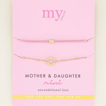 Bracelets duo mère-fille rose