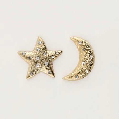 Starry ear studs with moon and star