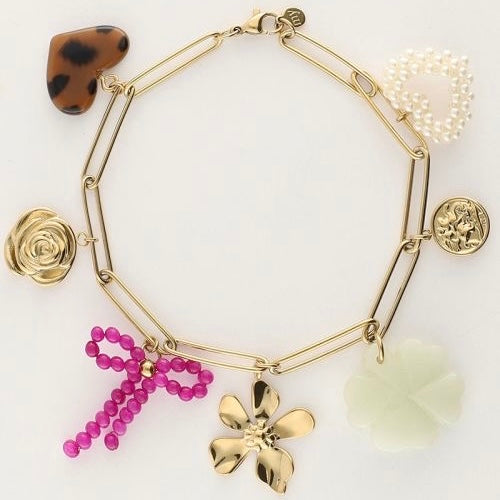 Charm bracelet with links and multicolored flowers - MY JEWELLERY