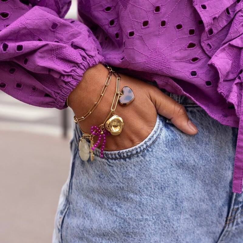 Charm bracelet with links and multicolored flowers - MY JEWELLERY