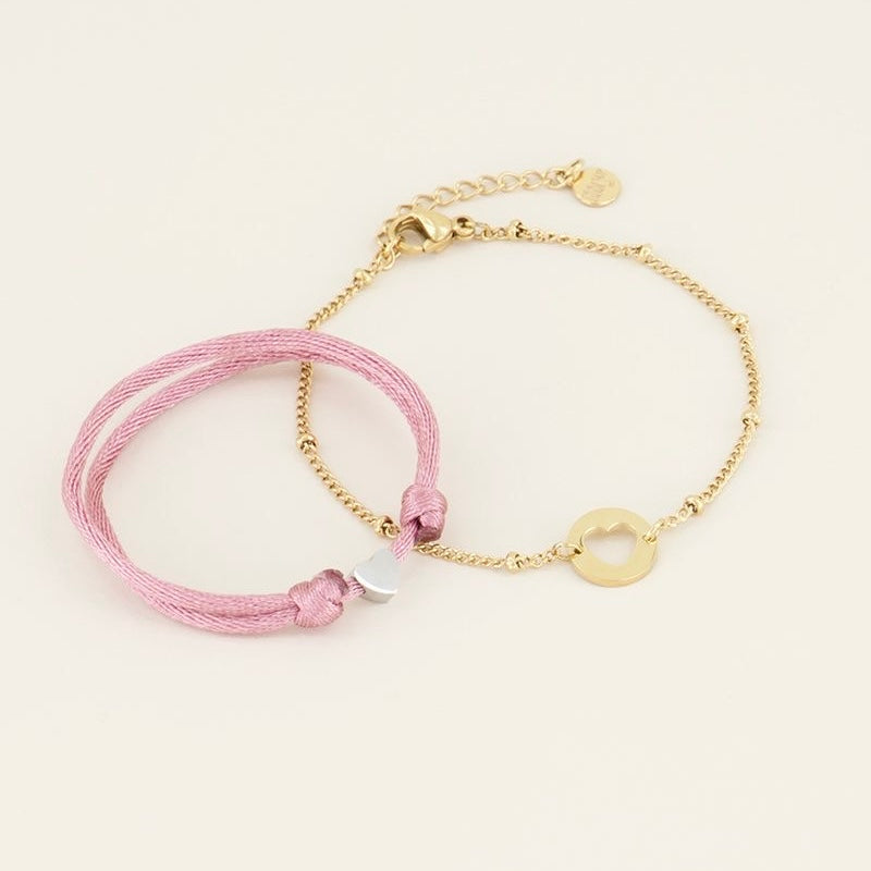 Bracelets duo mère-fille rose