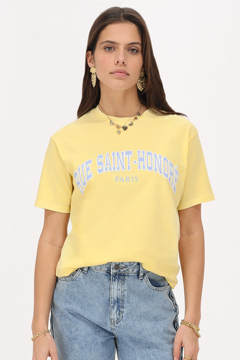 Geel T-shirt "Rue Saint Honoré"