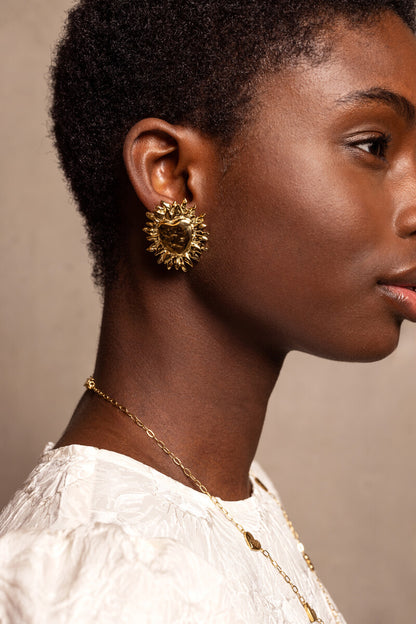 Boucles d’oreilles maxi cœur solaire