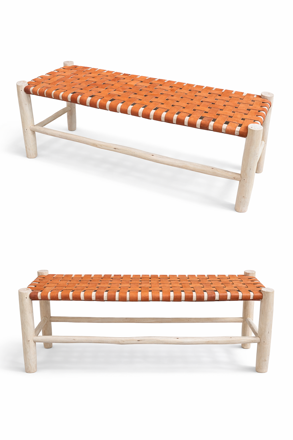 Dark leather bench - PELLA