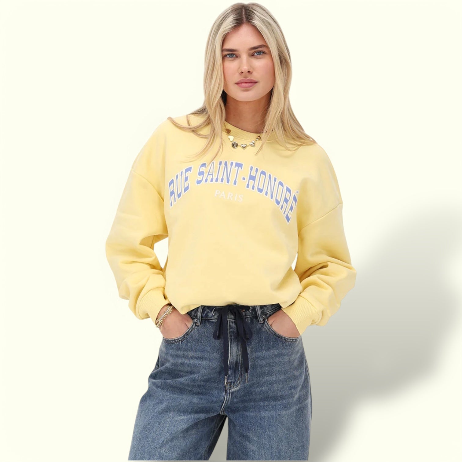 Sweat jaune "Rue saint honoré"